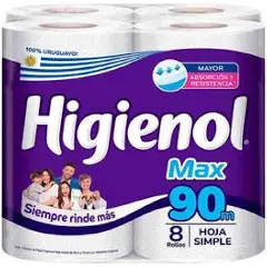 Papel higiénico Higienol Max 8 rollos x 90 mts
