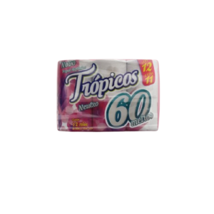 Papel higiénico Trópicos 60 MT X 12 rollos hoja simple