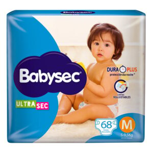 Pañal Babysec Ultra Sec M.  68 unidades - 5 A 9.5 Kg