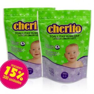 Toallas Húmedas Cherito 2 packs x 150 unid C/U