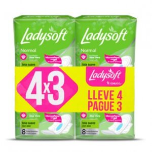 Toalla femenina Ladysoft Normal Tela Suave Con Alas X 8 Unidades ¡oferta 4 X 3!