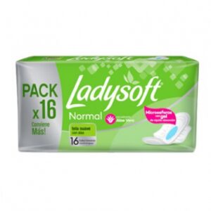 Toalla femenina Ladysoft Normal Tela Suave Con Alas X 16 Unidades