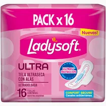 Toalla Ladysoft Ultra Seca y Delgada Con Ultra Protección X 16 Con Alas